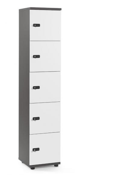 Lockers OFFICE-LINE wit | zonder postsleuf | melamin | antraciet | mechanisch cijfer-/combinatieslot