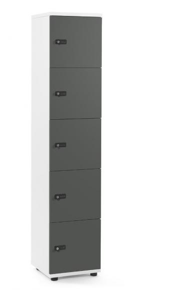 Lockers OFFICE-LINE grijs | zonder postsleuf | glans | wit | mechanisch cijfer-/combinatieslot