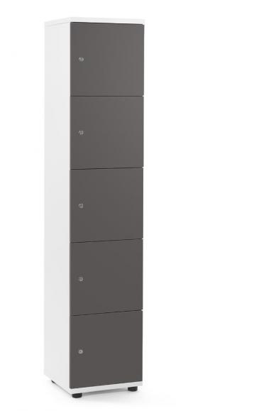 Lockers OFFICE-LINE wit | zonder postsleuf | melamin | antraciet | cilinderslot met wisselcilinder