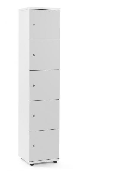 Lockers OFFICE-LINE lichtgrijs | zonder postsleuf | melamin | wit | cilinderslot met wisselcilinder