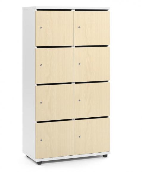 Lockers OFFICE-LINE met 8 vakken esdoorndecor | met postsleuf | melamin | wit | cilinderslot met wisselcilinder