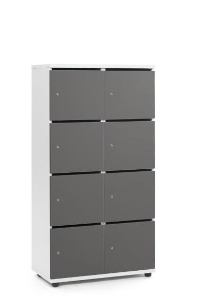 Lockers OFFICE-LINE met 8 vakken antraciet | met postsleuf | melamin | wit | cilinderslot met wisselcilinder