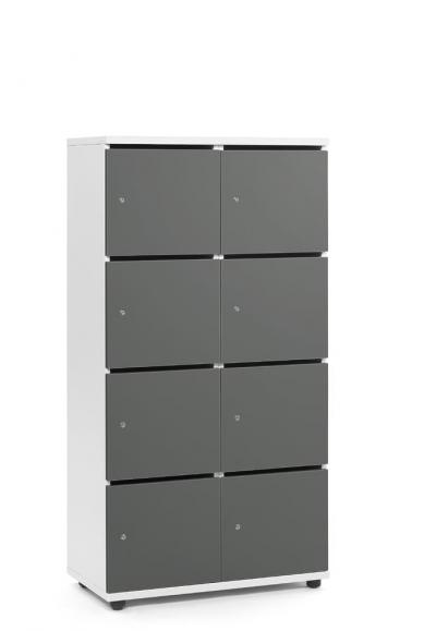 Lockers OFFICE-LINE grijs | met postsleuf | glans | wit | cilinderslot met wisselcilinder