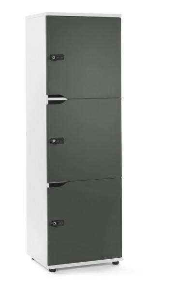 Lockers OFFICE-LINE met 3 vakken antraciet | melamin | wit | mechanisch cijfer-/combinatieslot