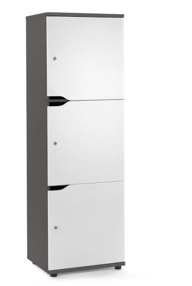 Lockers OFFICE-LINE wit | melamin | antraciet | cilinderslot met wisselcilinder