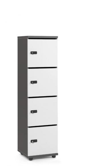 Lockers OFFICE-LINE wit | met postsleuf | melamin | antraciet | mechanisch cijfer-/combinatieslot
