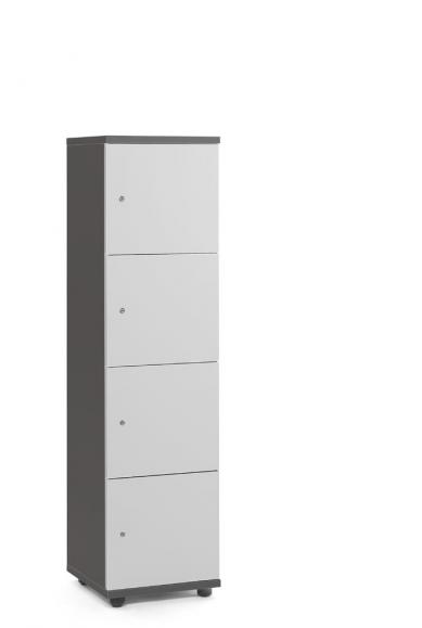 Lockers OFFICE-LINE lichtgrijs | zonder postsleuf | melamin | antraciet | cilinderslot met wisselcilinder