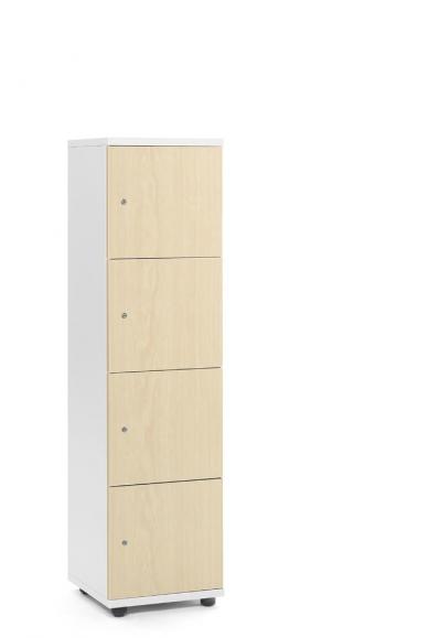 Lockers OFFICE-LINE met 4 vakken esdoorndecor | zonder postsleuf | melamin | wit | cilinderslot met wisselcilinder