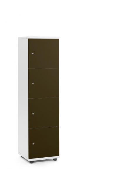Lockers OFFICE-LINE bruin | zonder postsleuf | glans | wit | cilinderslot met wisselcilinder