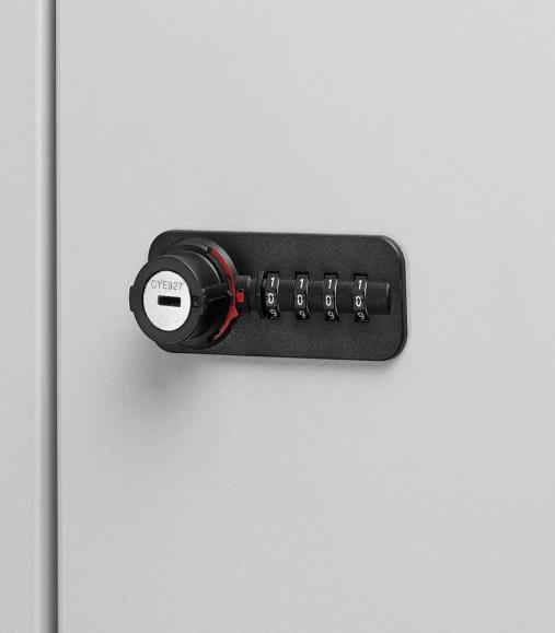 Lockers OFFICE-LINE rood | zonder postsleuf | glans | wit | mechanisch cijfer-/combinatieslot