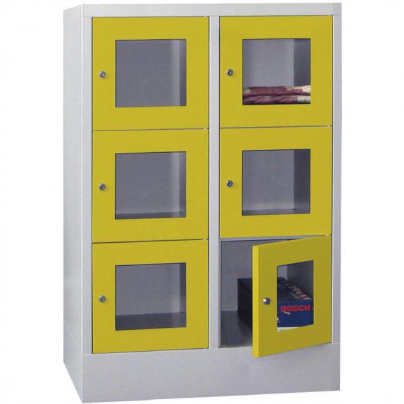 Lockerkast CLASSIC met deuren met kijkvensters zinkgeel RAL 1018 | 400 | 2 | 6