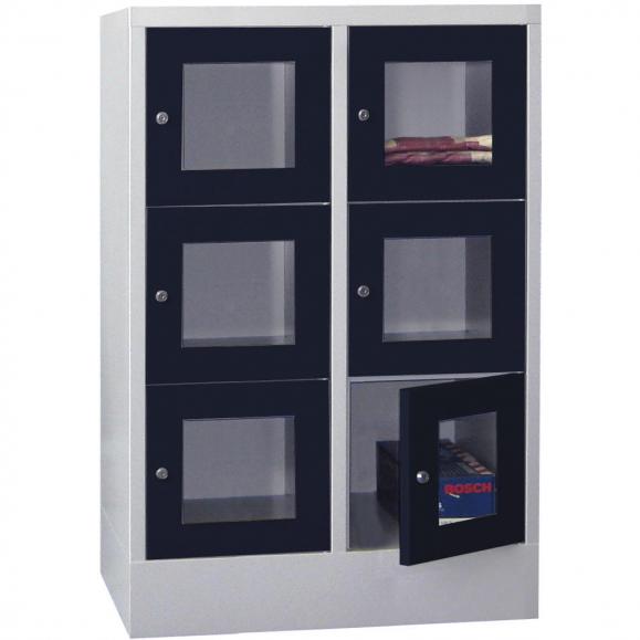 Lockerkast CLASSIC met deuren met kijkvensters antracietgrijs RAL 7016 | 400 | 2 | 6