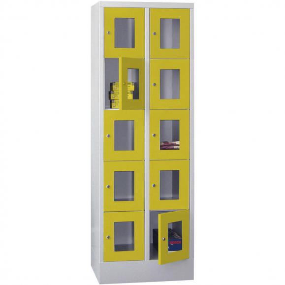 Lockerkast CLASSIC met deuren met kijkvensters zinkgeel RAL 1018 | 300 | 2 | 10