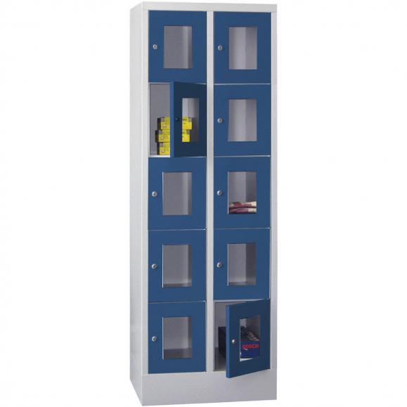 Lockerkast CLASSIC met deuren met kijkvensters gentiaanblauw RAL 5010 | 300 | 2 | 10