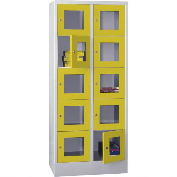 Lockerkast CLASSIC met deuren met kijkvensters zinkgeel RAL 1018 | 400 | 2 | 10