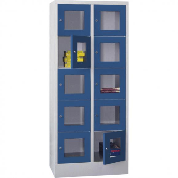 Lockerkast CLASSIC met deuren met kijkvensters gentiaanblauw RAL 5010 | 400 | 2 | 10