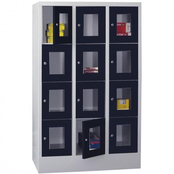 Lockerkast CLASSIC met deuren met kijkvensters antracietgrijs RAL 7016 | 300 | 3 | 12