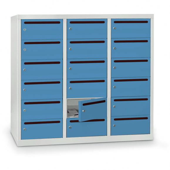 Postvakkenkast om aan de muur op te hangen, 18 vakken lichtblauw RAL 5012 | 18