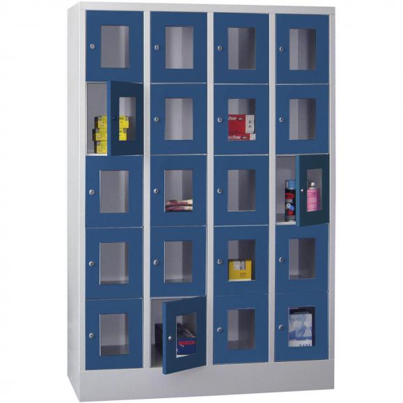 Lockerkast CLASSIC met deuren met kijkvensters gentiaanblauw RAL 5010 | 300 | 4 | 20