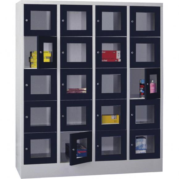 Lockerkast CLASSIC met deuren met kijkvensters antracietgrijs RAL 7016 | 400 | 4 | 20