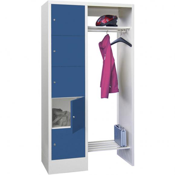 Garderobe met lockerkasten BASIC gentiaanblauw RAL 5010 | 400 | 1 | 5