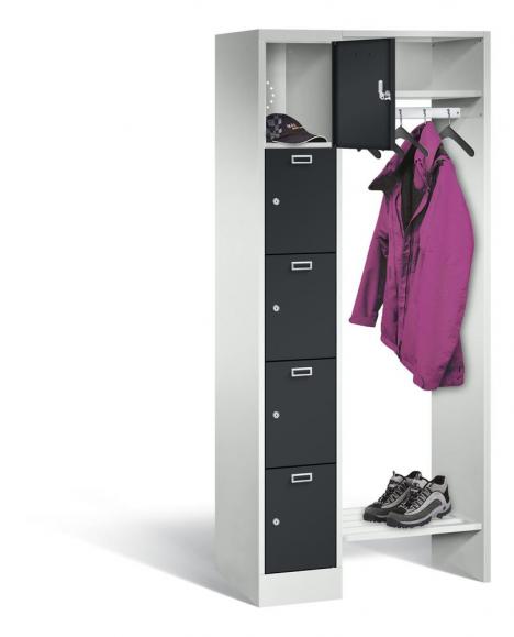 Garderobe met lockerkasten BASIC antracietgrijs RAL 7016 | 300 | 1 | 5