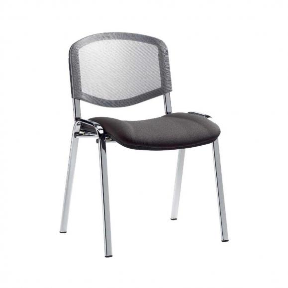 Bezoekersstoel ISO PLUS NET grijs/donkergrijs | Netweefsel grijs | verchroomd
