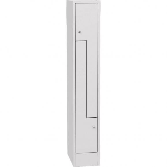 Metalen Z-garderobekast met gladde deuren lichtgrijs RAL 7035 | 300 | 2 | cilinderslot