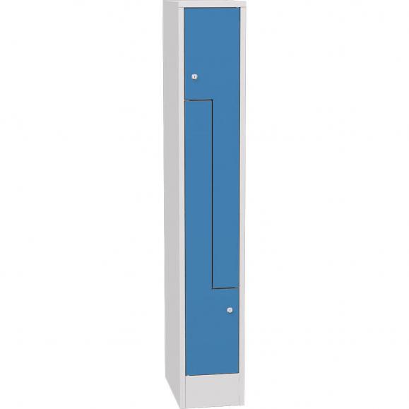 Metalen Z-garderobekast met gladde deuren lichtblauw RAL 5012 | 300 | 2 | cilinderslot