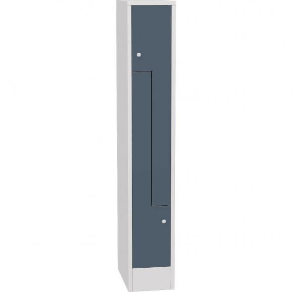 Metalen Z-garderobekast met gladde deuren blauwgrijs RAL 7031 | 300 | 2 | cilinderslot