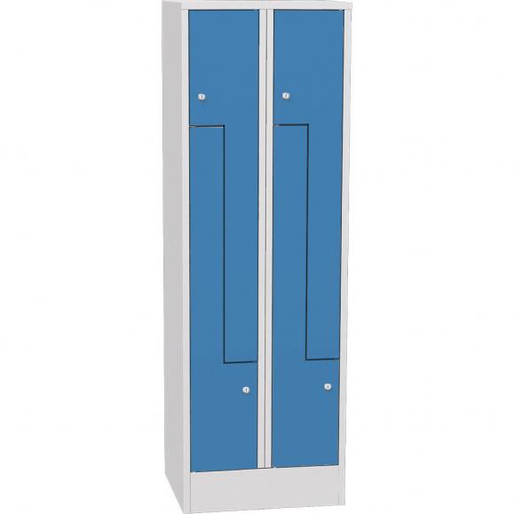 Metalen Z-garderobekast met gladde deuren lichtblauw RAL 5012 | 300 | 4 | cilinderslot