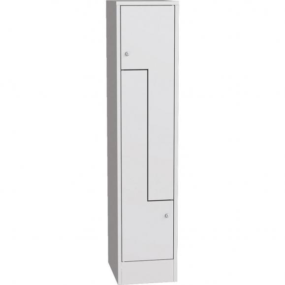 Metalen Z-garderobekast met gladde deuren lichtgrijs RAL 7035 | 400 | 2 | cilinderslot