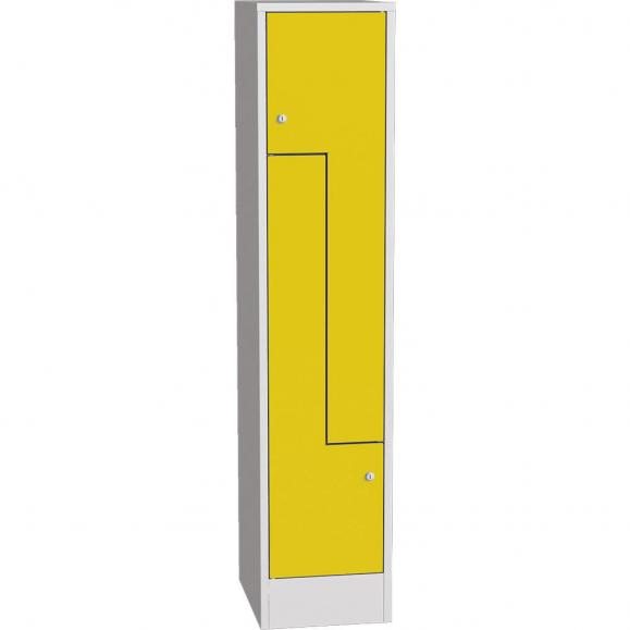 Metalen Z-garderobekast met gladde deuren verkeersgeel RAL 1023 | 400 | 2 | cilinderslot