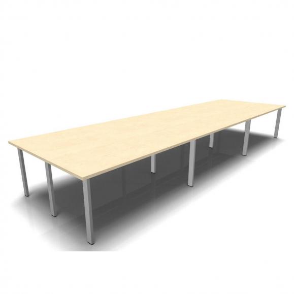 Conferentietafel DELTA-ORBIS esdoorndecor | 4800 | rechthoekig, 16 zitplaatsen | aluzilver RAL 9006