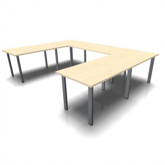 Conferentietafel DELTA-ORBIS esdoorndecor | 3200 | U-vorm hoekig, 12 zitplaatsen | donkergrijs RAL 7012