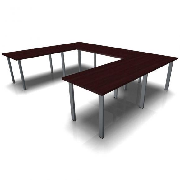 Conferentietafel DELTA-ORBIS wenge | 3200 | U-vorm hoekig, 12 zitplaatsen | donkergrijs RAL 7012
