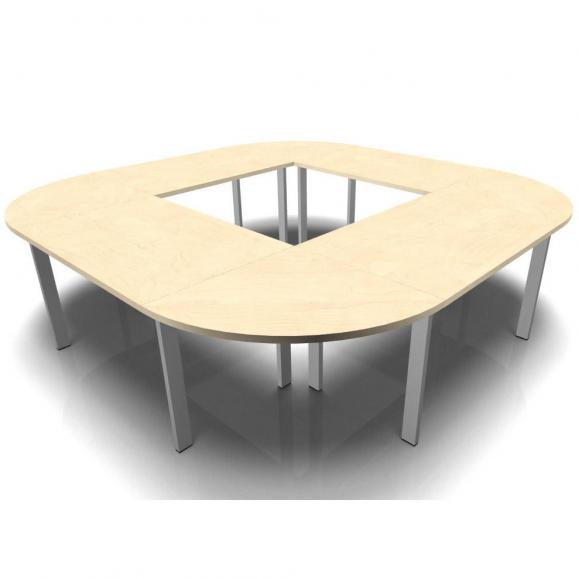 Conferentietafel DELTA-ORBIS esdoorndecor | 3200 | vierkant, 12 zitplaatsen | aluzilver RAL 9006