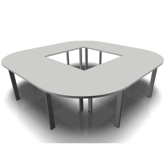 Conferentietafel DELTA-ORBIS lichtgrijs | 3200 | vierkant, 12 zitplaatsen | donkergrijs RAL 7012