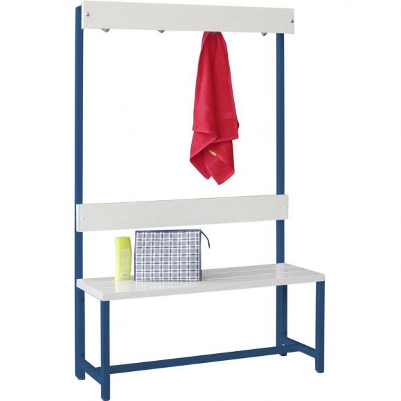 Enkelzijdige garderobe-zitbank gentiaanblauw RAL 5010 | 1000 | eenzijdige garderobebank | zonder schoenenrooster