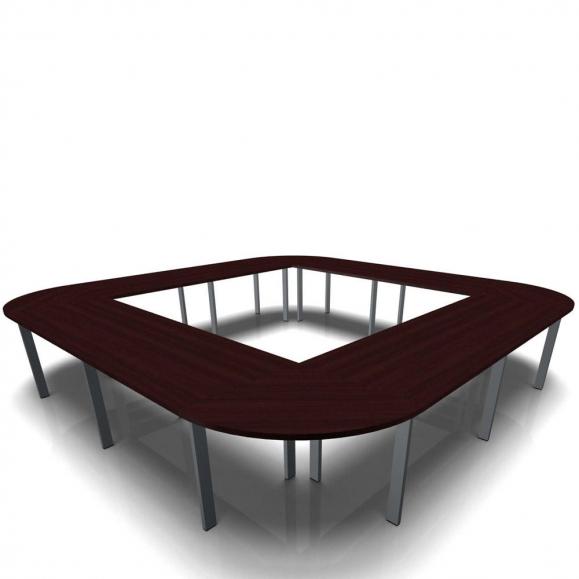 Conferentietafel DELTA-ORBIS wenge | 4800 | vierkant, 20 zitplaatsen | donkergrijs RAL 7012