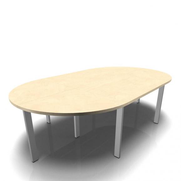 Conferentietafel DELTA-ORBIS esdoorndecor | 3200 | ovaal, 8 zitplaatsen | aluzilver RAL 9006