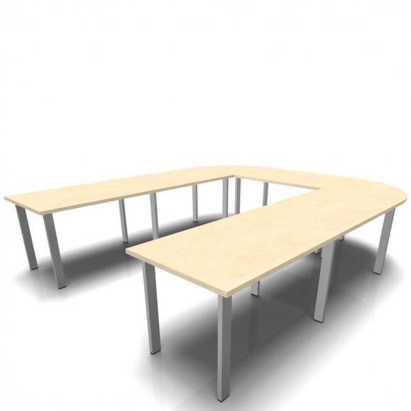 Conferentietafel DELTA-ORBIS esdoorndecor | 4000 | U-vorm, 12 zitplaatsen | aluzilver RAL 9006