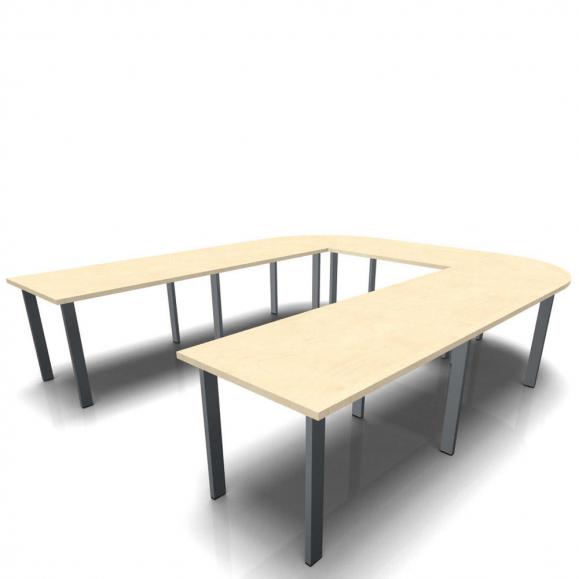 Conferentietafel DELTA-ORBIS esdoorndecor | 4000 | U-vorm, 12 zitplaatsen | donkergrijs RAL 7012