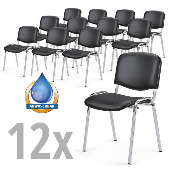 12 bezoekersstoelen ISO in SET Kunstleder,2ondersteelkl. 