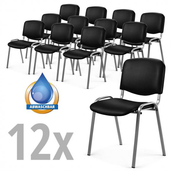 Bezoekersstoelen ISO SET van 12 stoelen zwart | aluzilver
