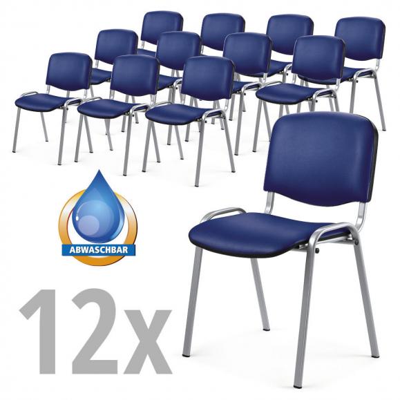 Bezoekersstoelen ISO SET van 12 stoelen blauw | aluzilver