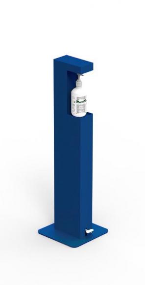 Dispenser voor ontsmettingsmiddel, staand met fles gentiaanblauw RAL 5010