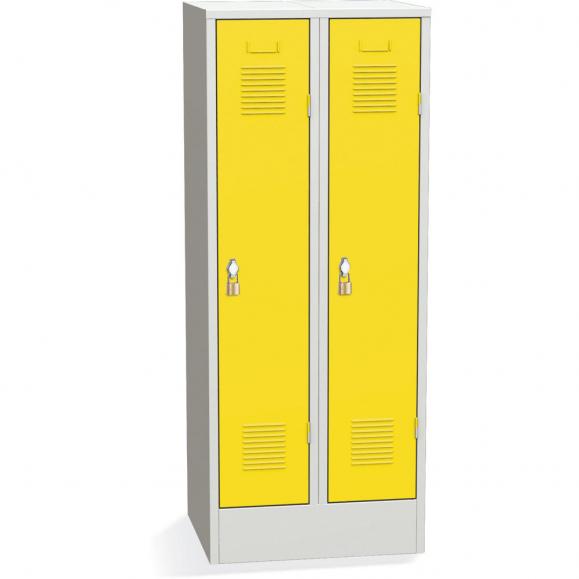 Garderobekasten voor basisscholen, verkeersgeel RAL 1023 | voor basisscholen, hoogte 1500 mm | 2 | cilinderslot