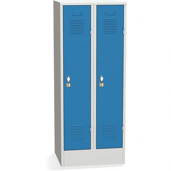Garderobekasten voor basisscholen, lichtblauw RAL 5012 | voor basisscholen, hoogte 1500 mm | 2 | haak- en oogslot