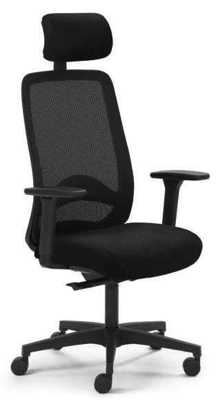 Bureaustoel VADINO zwart | inclusief hoofdsteun | echtledersit met netweefsel rug